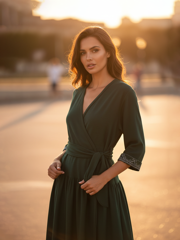 Любанька. Платье льняное, миди под пояс с вышивкой в этностиле PL-421102