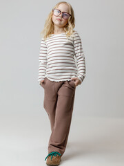 брюки  для девочки  КР 400847/капучино к631