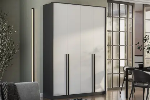 Шкаф 4-х створчатый Шарм графит / белый