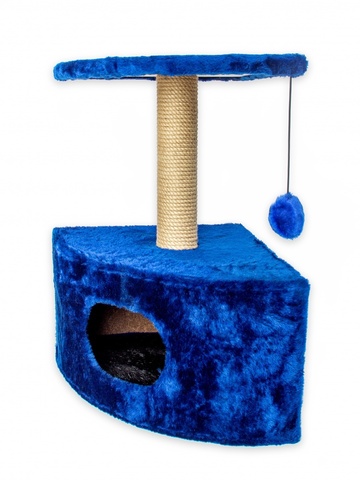 Зооник дом для кошки, одн.мех, круглый угловой (430х430х670) синий
