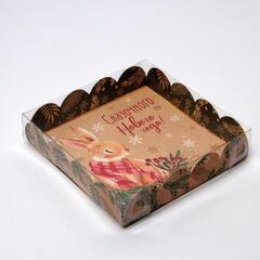 Коробка для кондитерских изделий с крышкой «Зайка», 13 × 13 × 3 см
