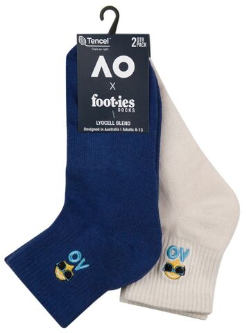 Теннисные носки Australian Open Tennis Ball Quarter Crew Socks 2P - navy/cream