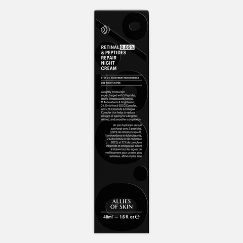 ALLIES OF SKIN Retinal 0,05% & Peptides Repair Night Cream Ночной восстанавливающий пептидный крем с 0,05% ретиналем, 48 мл