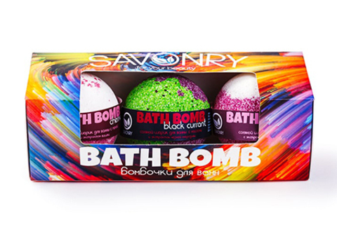 НАБОР BATH BOMB (НАБОР БУРЛЯЩИХ ШАРИКОВ ВИШНЯ-СМОРОДИНА-ВИНОГРАД), 3ШТ.