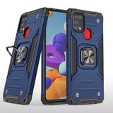 Противоударный чехол Strong Armour Case с кольцом для Samsung Galaxy M31 (Синий)