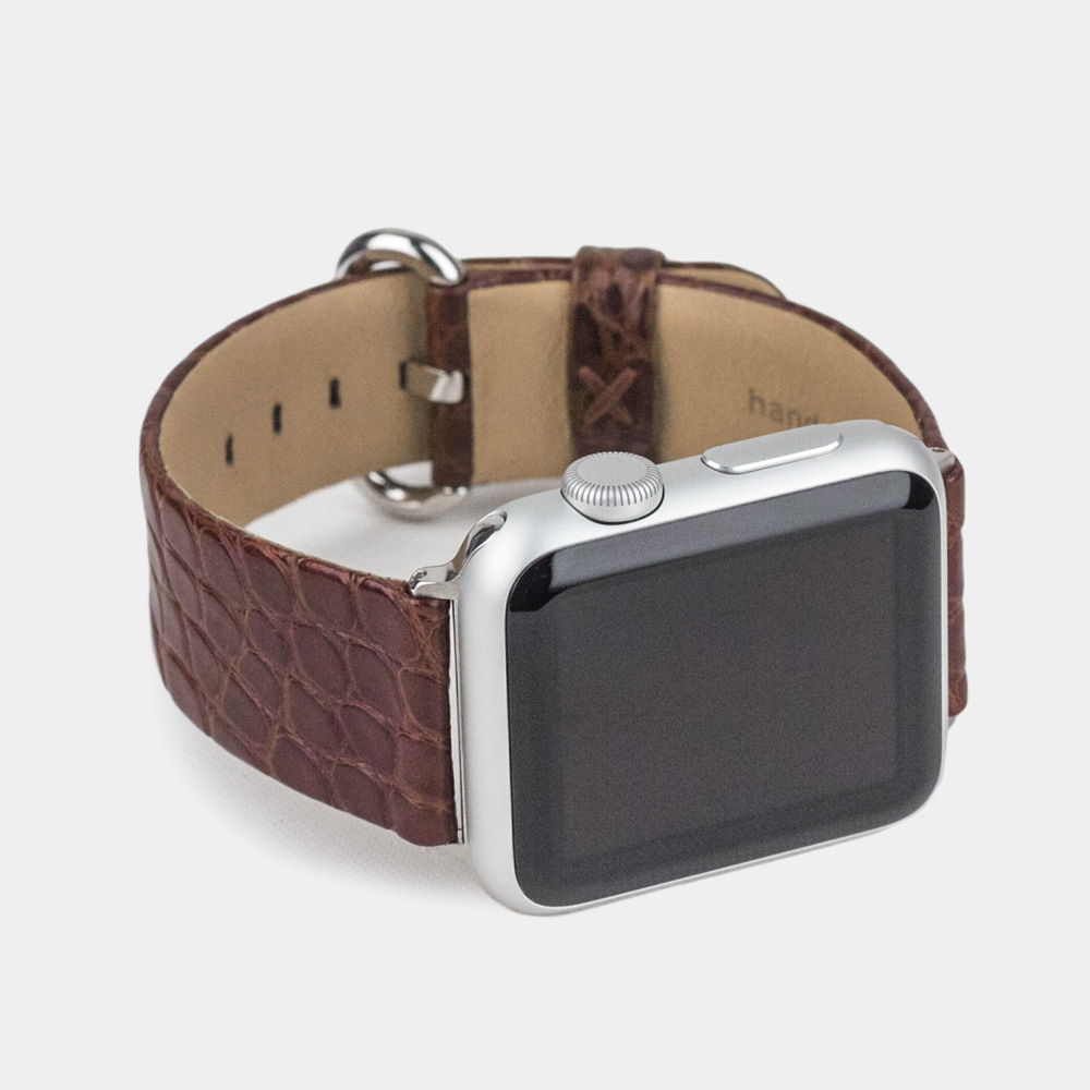 Ремешок для Apple Watch 42/44mm Classic из кожи аллигатора коричневого цвета