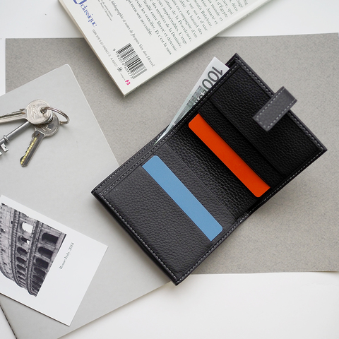 Кожаный кошелек, теленок черного цвета