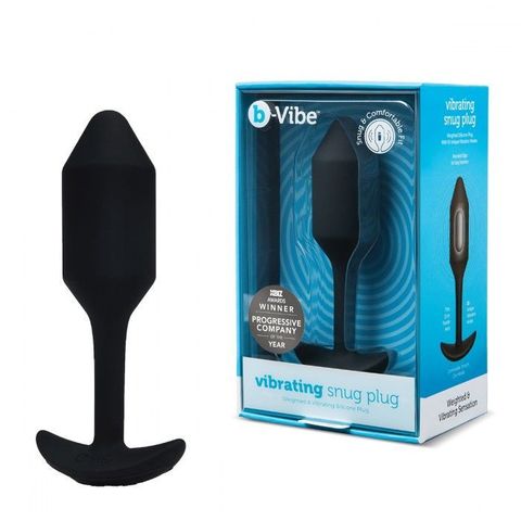 Чёрная пробка для ношения с вибрацией Snug Plug 2 - 11,4 см. - b-Vibe BV-014-BLK