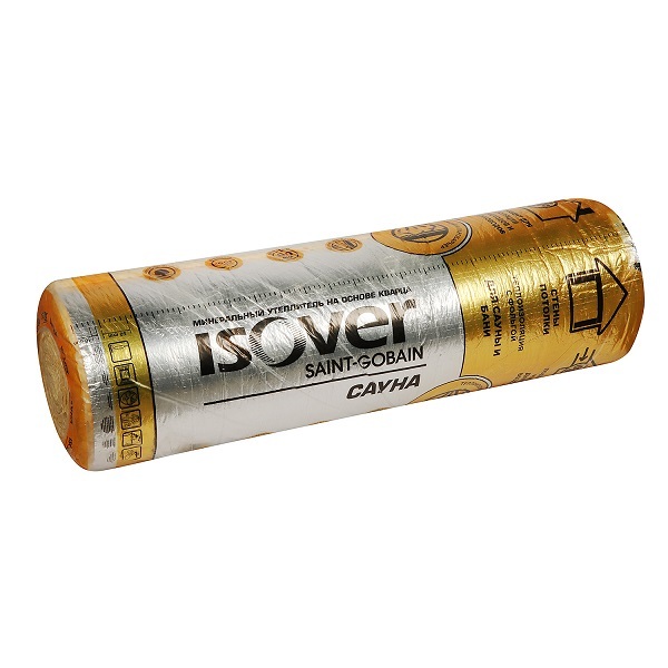 Утеплитель Изовер Сауна фольгированная 11 кг/м³ (12500x1200x50 мм) 1 шт ...