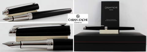 Ручка перьевая Caran d'Ache Leman Slim Ebony Black Lacquer SP F (4791.772)