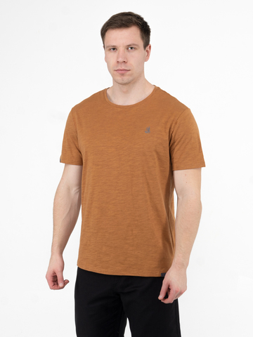 Мужская футболка «Великоросс» коричневого цвета круглый ворот