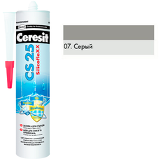 Герметик - затирка силиконовая Ceresit CS 25 Silicoflexx, серый (07) , 280 мл 1095898