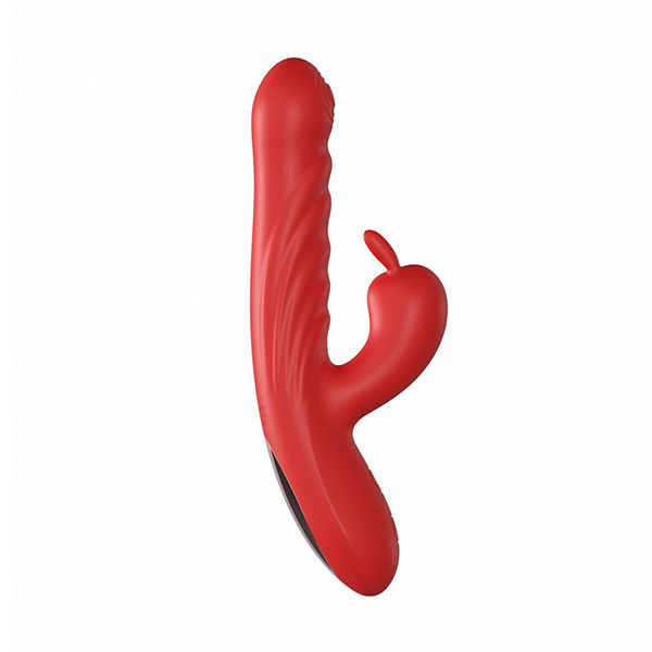 Красный силиконовый вибратор-кролик 22см с эффектом фрикций Secwell Rabbit Vibrators SW3027