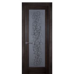 Купить Межкомнатная дверь массив ольхи Витраж венге остеклённая
