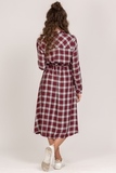 Платье для беременных 10942 бордо-клетка