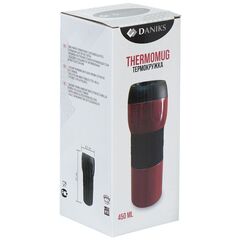 Термокружка нерж сталь, пластик, 0.42 л, Daniks, черный глянец, XG-8078-426C