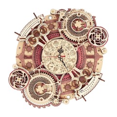 Настенные часы Зодиак (Zodiak) от ROKR - Деревянный конструктор, сборная механическая модель, 3D пазл