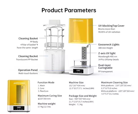 Устройство для очистки и дополнительного отверждения моделей Anycubic Wash & Cure 3 Plus