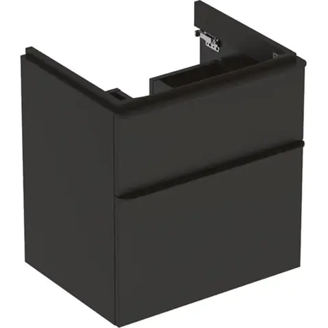 Шкафчик для раковины Geberit Smyle Square, с двумя выдвижными ящиками: B=58.4см, H=61.7см, T=47см, Темно-серый / Матовое покрытие