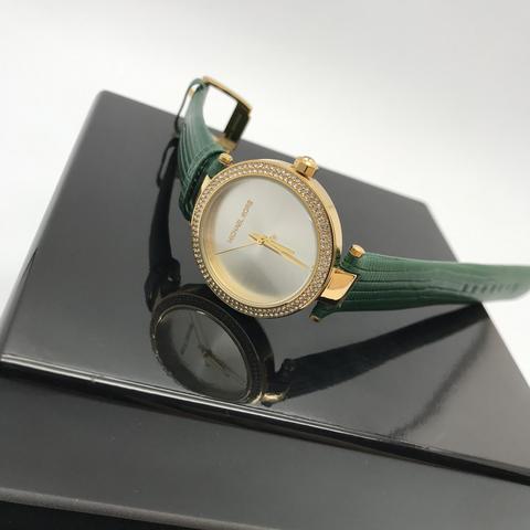 MK3660 - Женские, наручные часы MK на кожаном, зеленом ремешке
