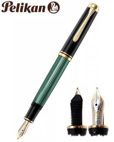 Ручка перьевая Pelikan Souverän® M400 Black and Green GT, M (994863)
