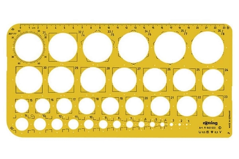 Шаблон чертежный Rotring пластик 255x129x1.6 mm желтый/прозрачный 1:1 (S0221691)