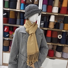 Домотканный шарф из кашемира с льном и шелком Горчица