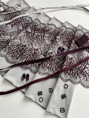 Кружево эластичное серое темное 22 см, Китай