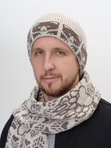 Утеплённая шапка «7 Русских Медведей» с флисовой подкладкой, бежевого цвета