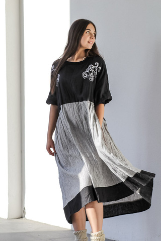 Настенька. Платье комбинированное с вышивкой PL-422570