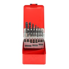 Набор метчиков машинных M3 -M12 HSSE-TiALN DIN371/376 (B/4-5P, C/2,5P,сверла) 21пр H-Tools 245054FHT