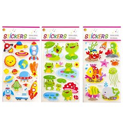 
          Наклейки детские Alingar, 15 см х 30 см, Eva, "Ассорти" (лягушата, космос, морские), пакет, европодвес