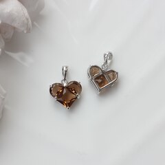 Подвеска Сердце с кофейным фианитом, 14 мм, родий, П181