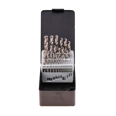 Набор сверл по металлу 1-13мм 25шт DIN338 HSS-G 118° (мет. кейс) Terrax by Ruko A214215