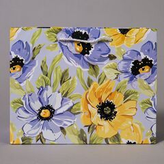 Пакет подарочный S горизонтальный, Цветы МИКС, 23*18*6 см (Д*В*Ш)