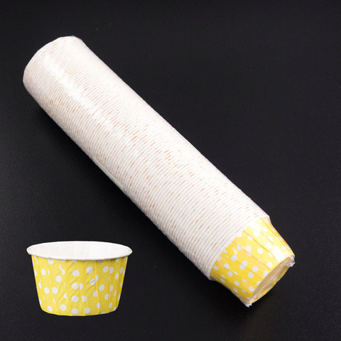 Капсулы для маффинов с бортиком Polca Dot Желтые в горох 50*40 мм, шт