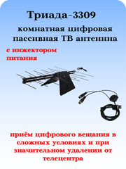 КОМНАТНАЯ ЦИФРОВАЯ АКТИВНАЯ НАПРАВЛЕННАЯ ТЕЛЕВИЗИОННАЯ АНТЕННА Триада-3309