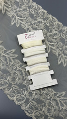 Кружево вышивка на сетке айвори неэластичная ширина 36 см