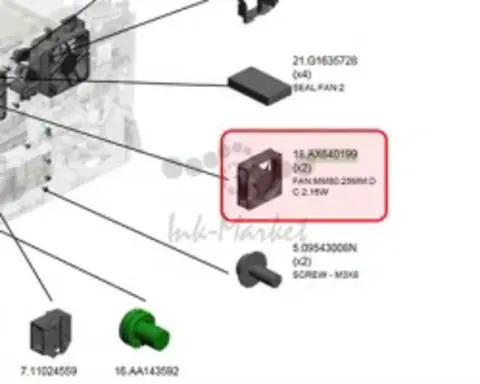 Вентилятор постоянного тока 80:25 мм, 24 В, 2,16 Вт Ricoh (AX640199)