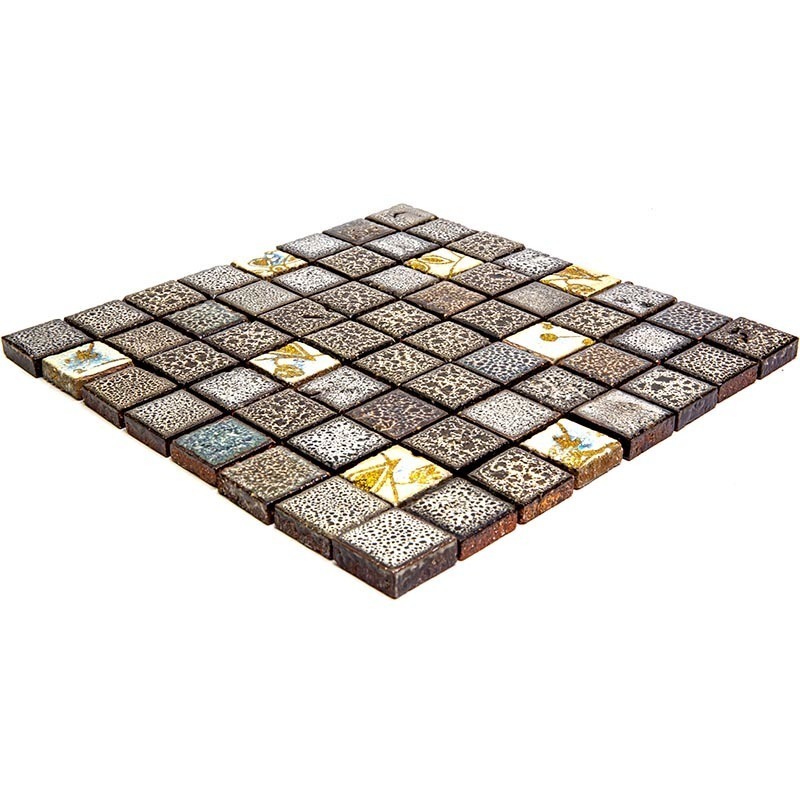 Vint-9-3 Испанская керамическая мозаика Gaudi Vintage коричневый серый квадрат