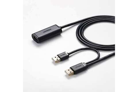 Кабель-удлинитель UGREEN USB 2.0 Active Extension Cable, 5м, черный US137