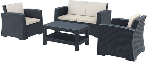 Комплект пластиковой плетеной мебели Monaco Lounge Set, антрацит