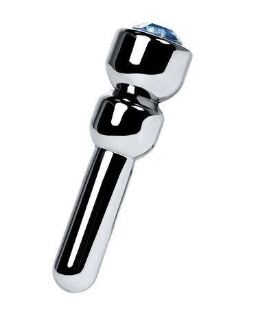 Малый серебристый уретральный плаг со стразом Metal - 5 см. - ToyFa Metal 717308