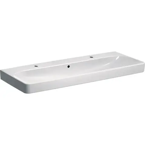 Раковина Geberit Smyle Square: B=120см, T=48см, Отверстие под смеситель=Левое и правое, Перелив=На виду, Белый