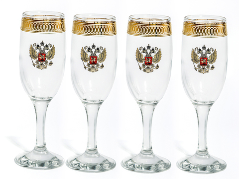 Подарочный набор из 4 фужеров для шампанского «Империя», 190 мл