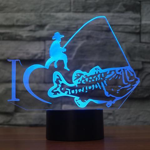 3D светильник с пультом Любитель рыбалки
