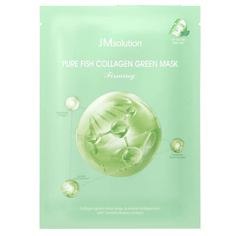 Jmsolution Pure Fish Collagen Green Mask успокаивающая тканевая маска с коллагеном и центеллой