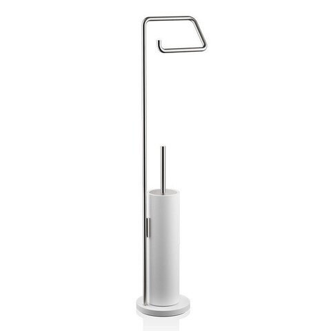 Decor Walther 0973555 Decor Walther Stone SBK Напольная стойка 75.5см с ершиком и бумагодержателем, цвет: белый / сталь матовая