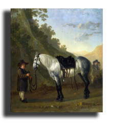 Репродукция " Абрахам ван Калр - Мальчик держит серую лошадь "
