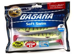 Виброхвост LUCKY JOHN Basara Soft Swim 3D, 5.0in (127 мм), цвет PG10, 4 шт.